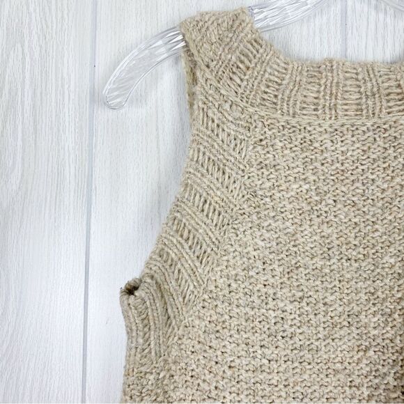 Free People | Tan Napoli Knit Duster Sweater Vest Cardigan Size Medium - Picture 7 of 10